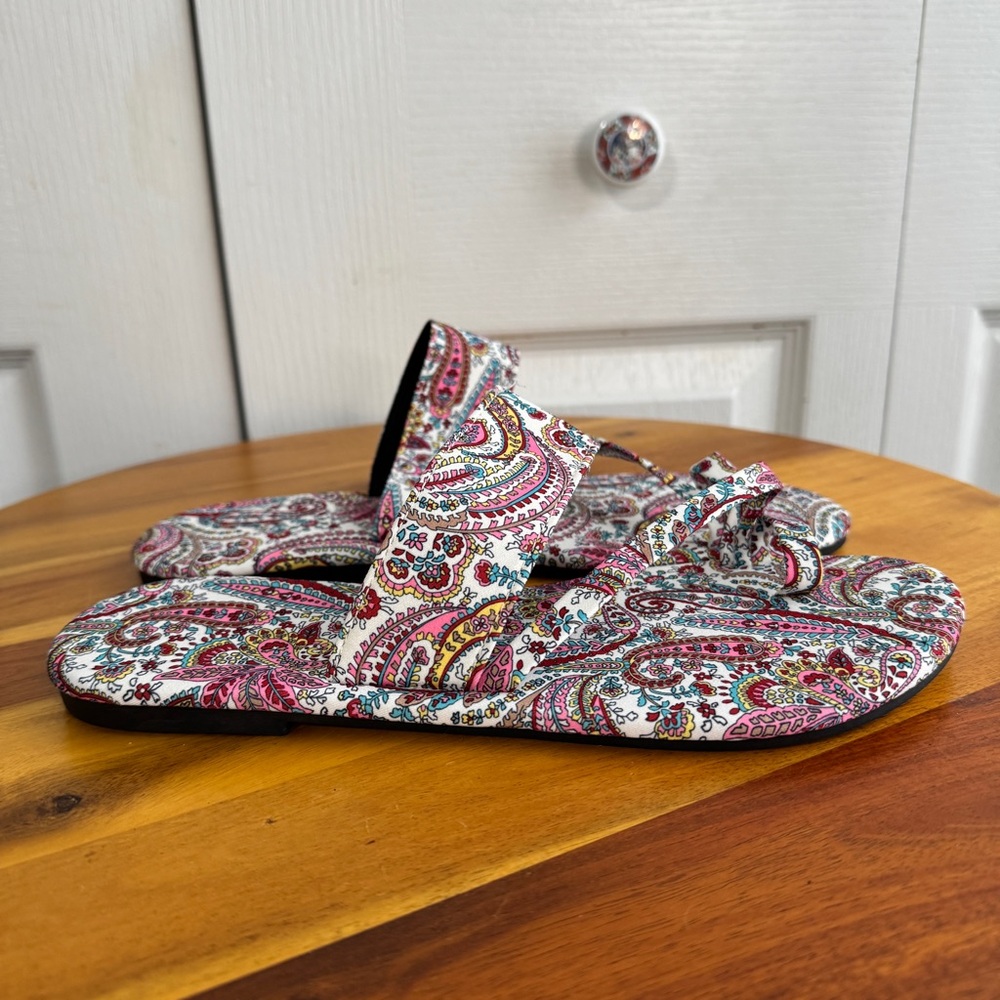 Multicolor paisley open toe strappy sandals size UK 39 US 8.5